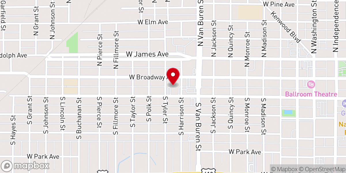 Map showing location of Central Christian Church