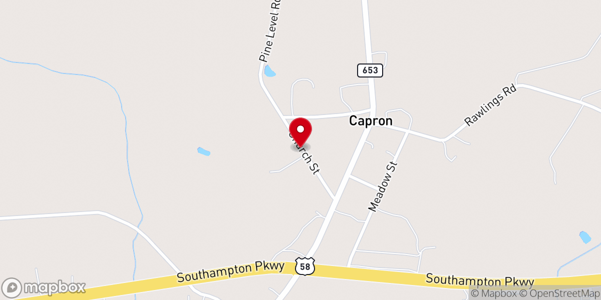 Map showing location of Pine Level Baptist Church