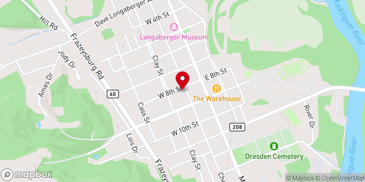 Map showing location of First Baptist Church-Dresden