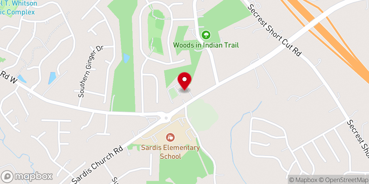 Map showing location of Sardis Baptist Church