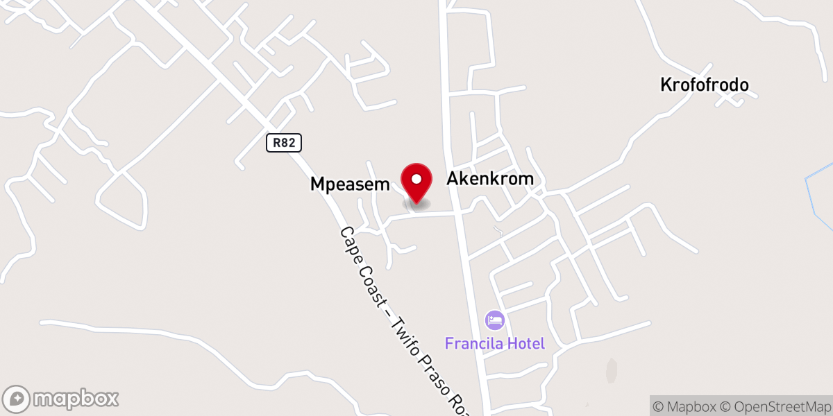 Map showing location of Holy Trinity Catholic Church, Asokyeano.