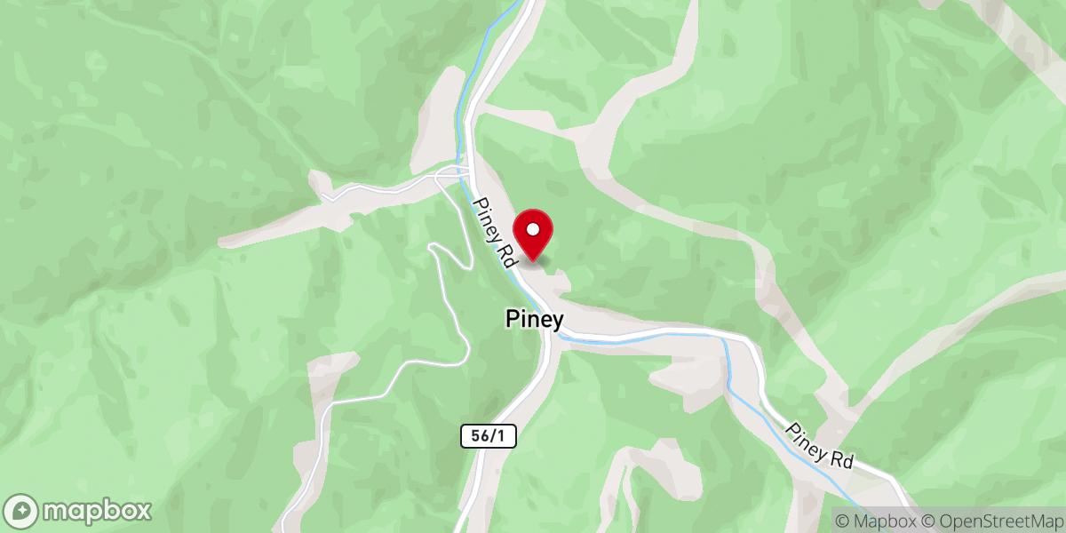 Map showing location of Piney Methodist Church