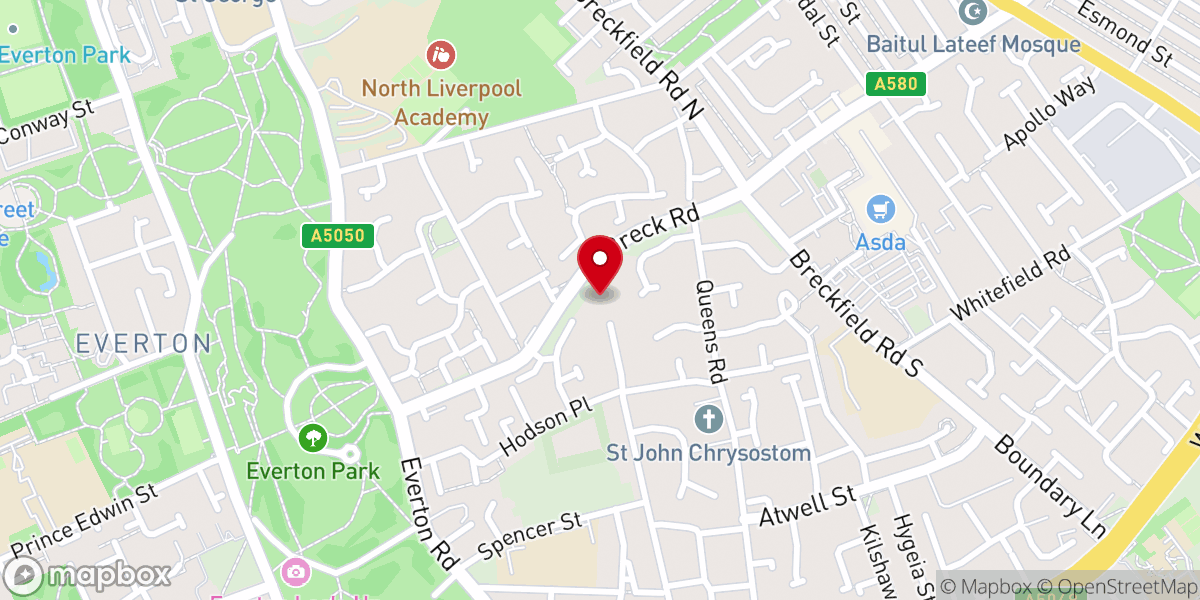 Map showing location of Breck Road Baptist Church