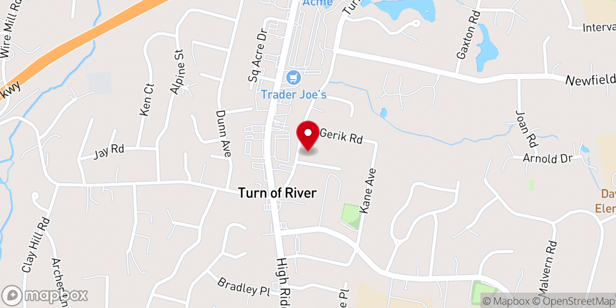 Map showing location of Turn of River Presbyterian Church