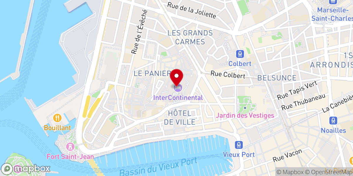Map showing location of Hôtel Dieu Intercontinental Marseille