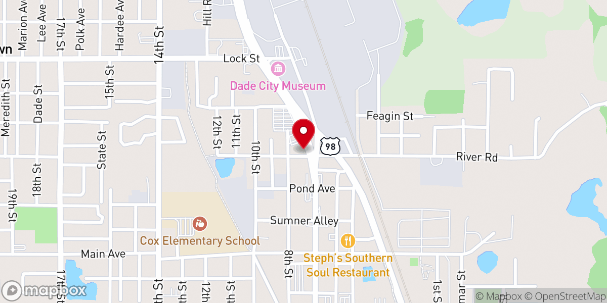 Map showing location of Iglesia Misionera Peniel De Dade City