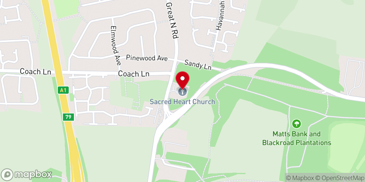 Map showing location of Sacred Heart RC Church