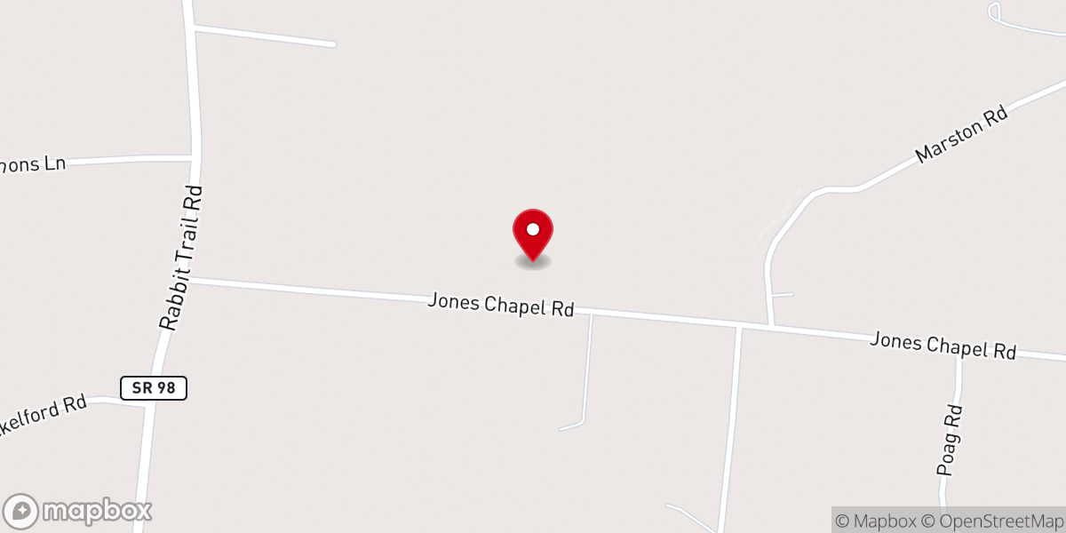 Map showing location of New Hope Baptist Church