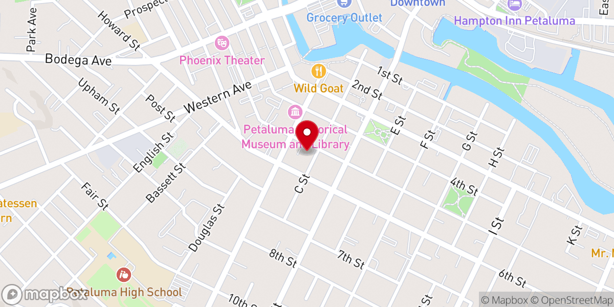 Map showing location of St John's Episcopal Church Petaluma