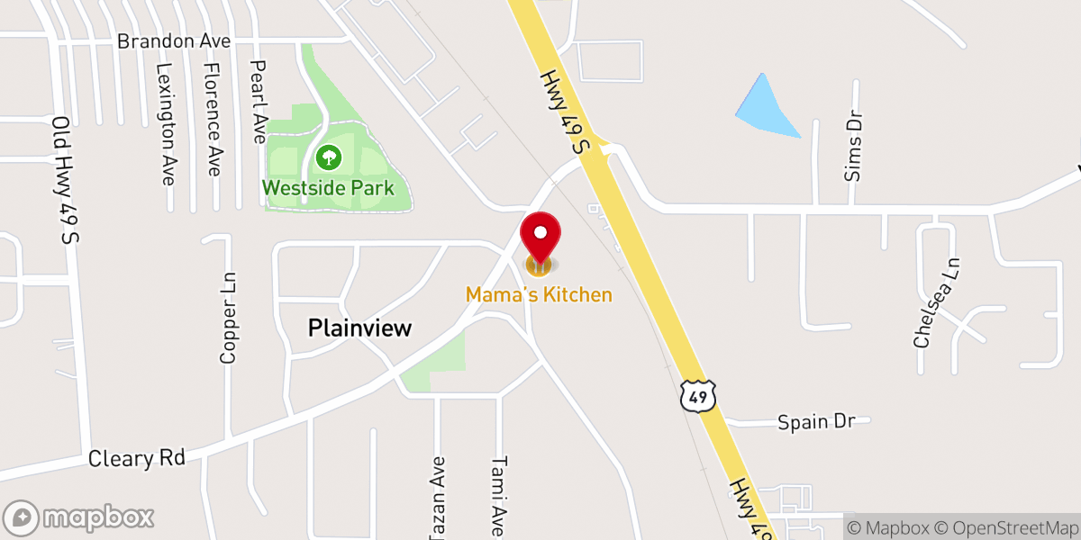 Map showing location of Mama's Kitchen