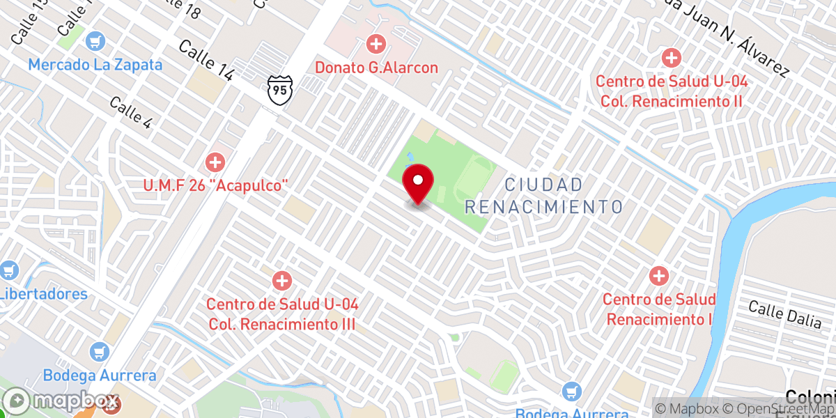 Map showing location of Iglesia compañerismo cristiano nueva vida acapulco