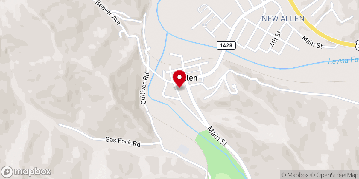 Map showing location of Allen Worship