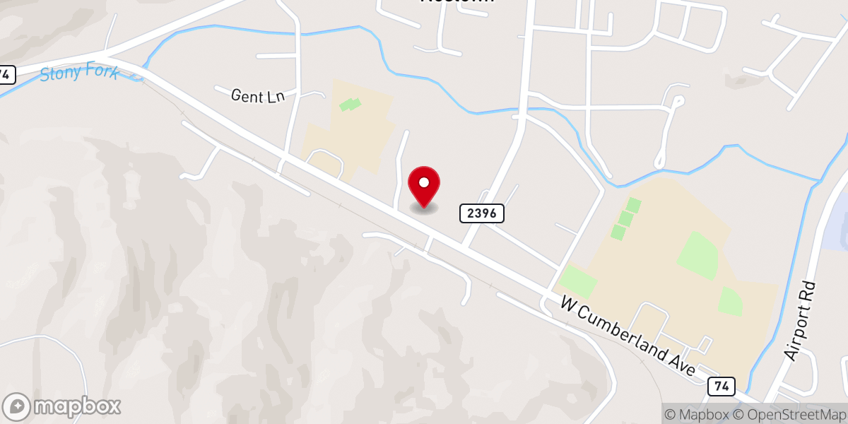 Map showing location of West Cumberland Baptist Church