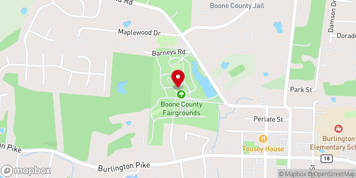Map showing location of Boone County Fairgrounds