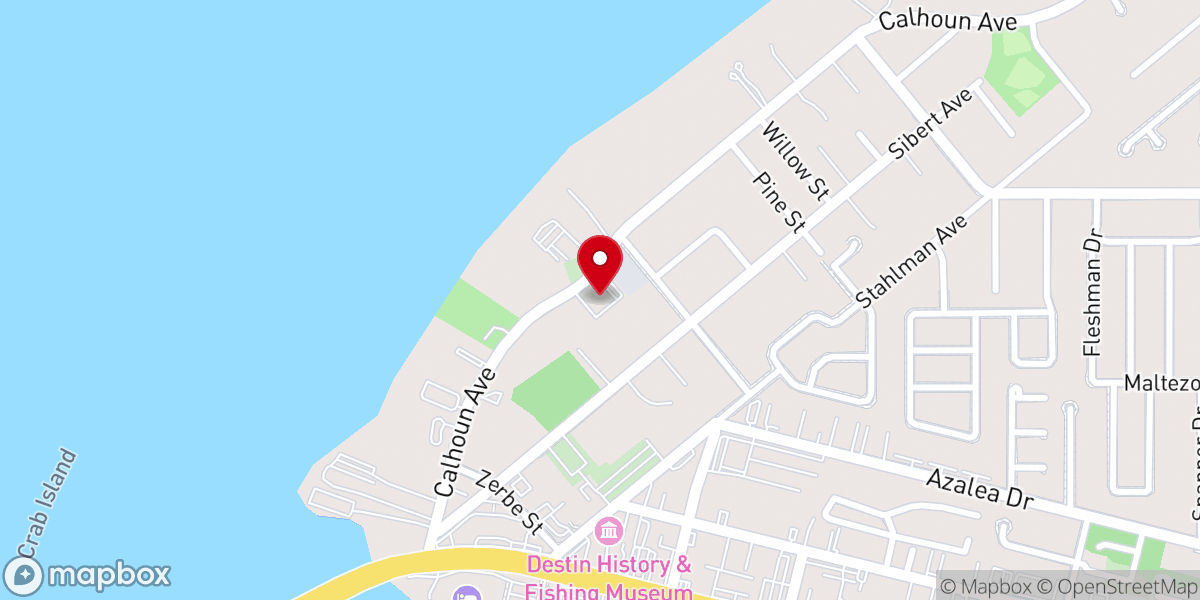 Map showing location of First Presbyterian Church of Destin