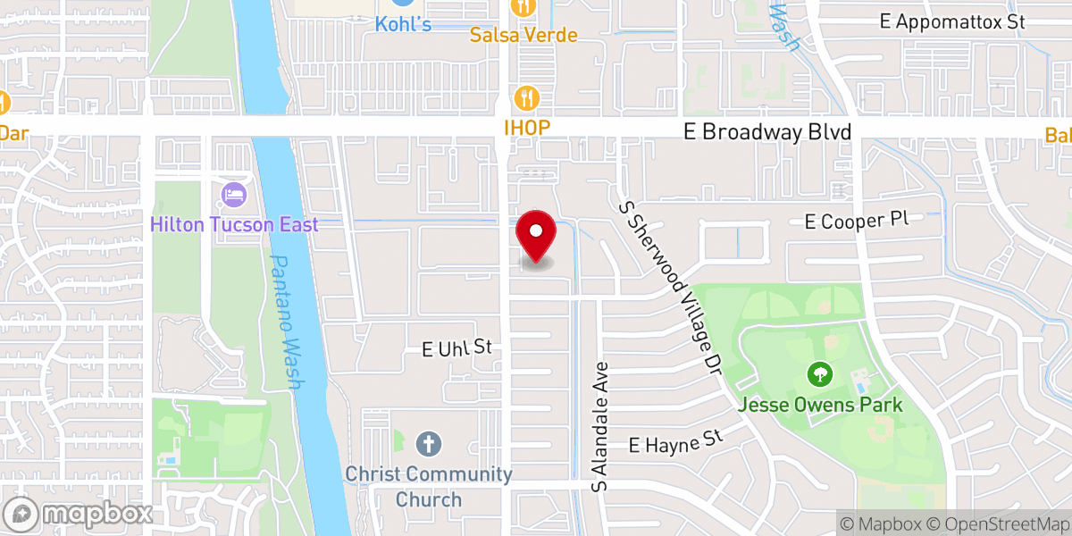 Map showing location of Pantano Baptist Church