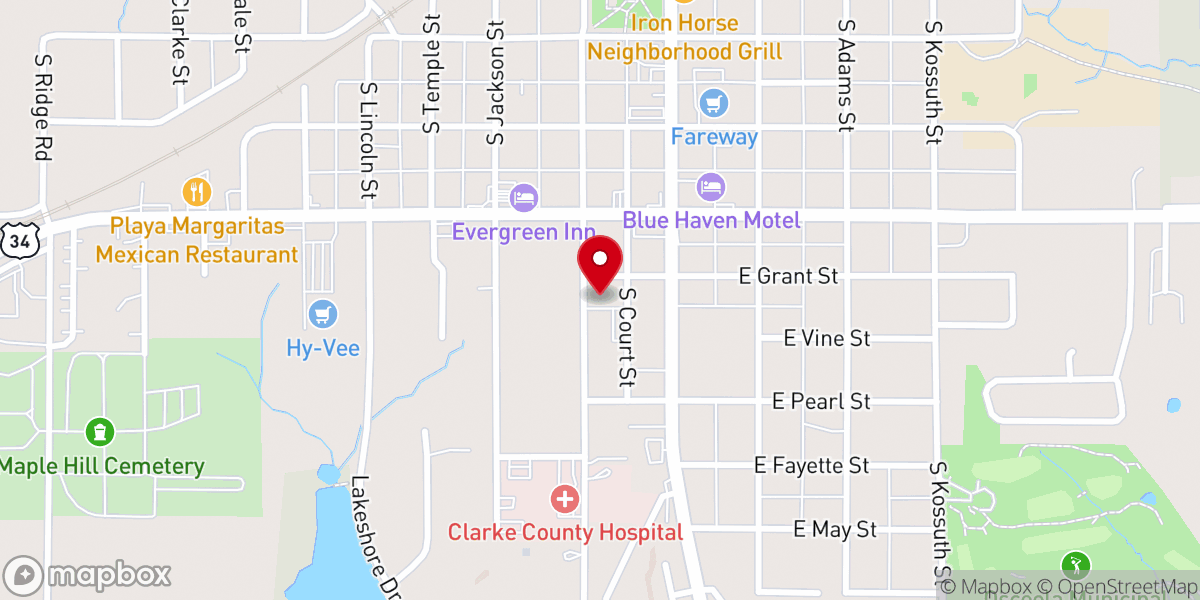 Map showing location of Osceola Church