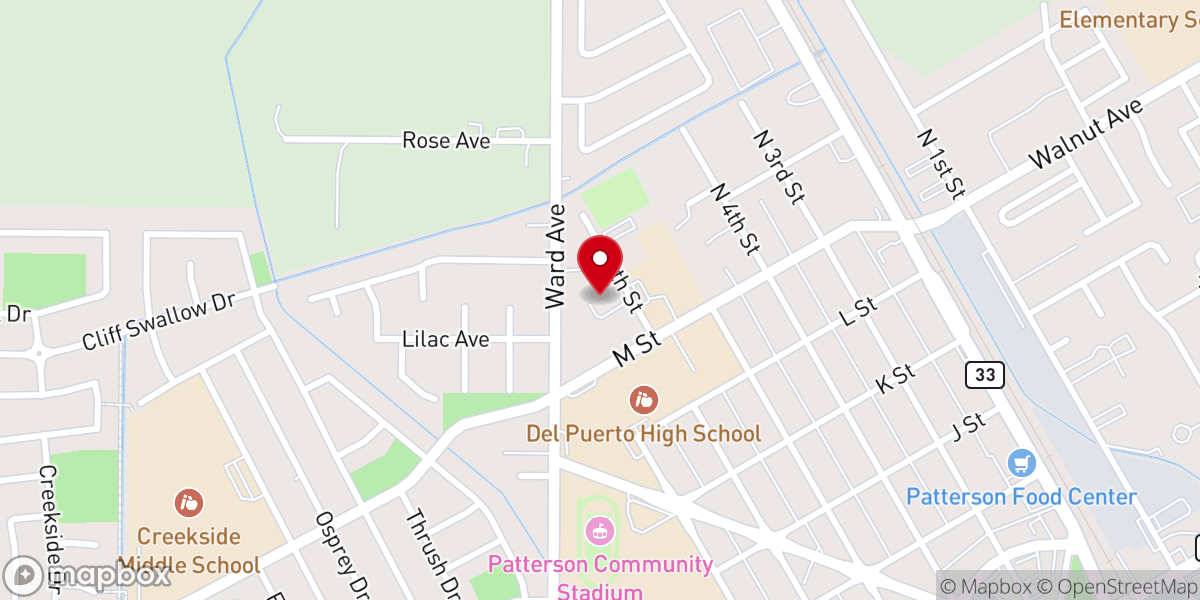 Map showing location of Patterson Masonic Lodge
