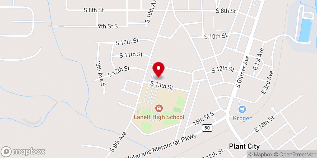 Map showing location of Lanett Church of Christ