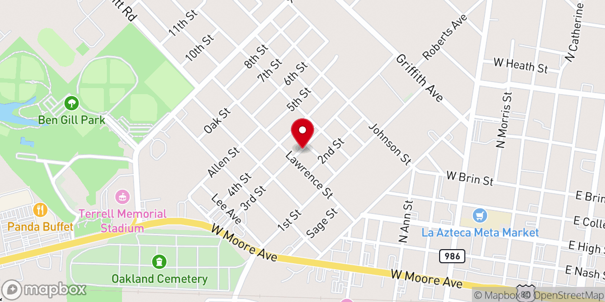 Map showing location of TFA Church (Terrell First Assembly)
