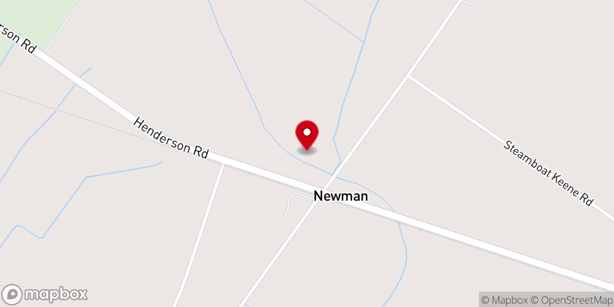Map showing location of Newman Baptist Church