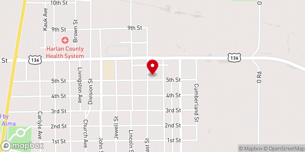 Map showing location of Alma Free Methodist Church