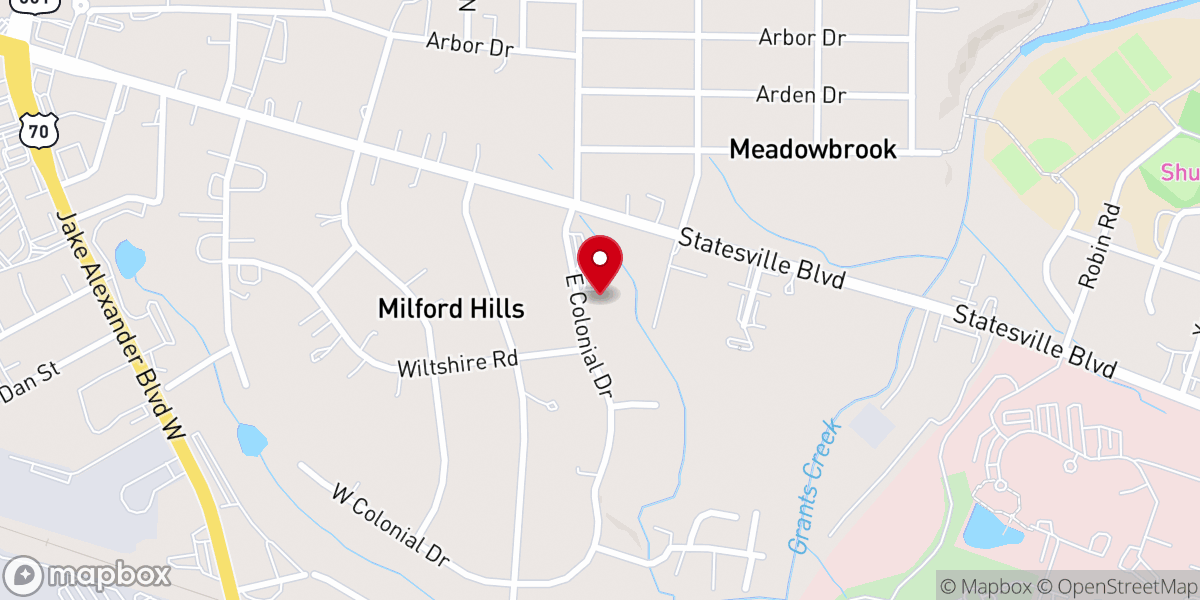 Map showing location of Milford Hills Baptist Church