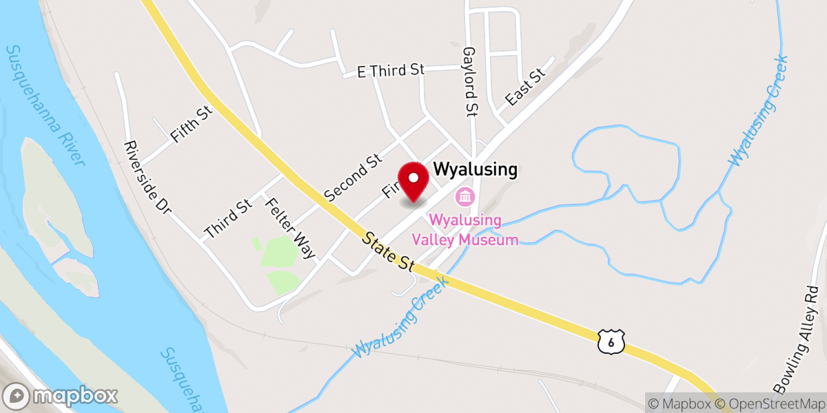 Map showing location of Wyalusing United Methodist Church