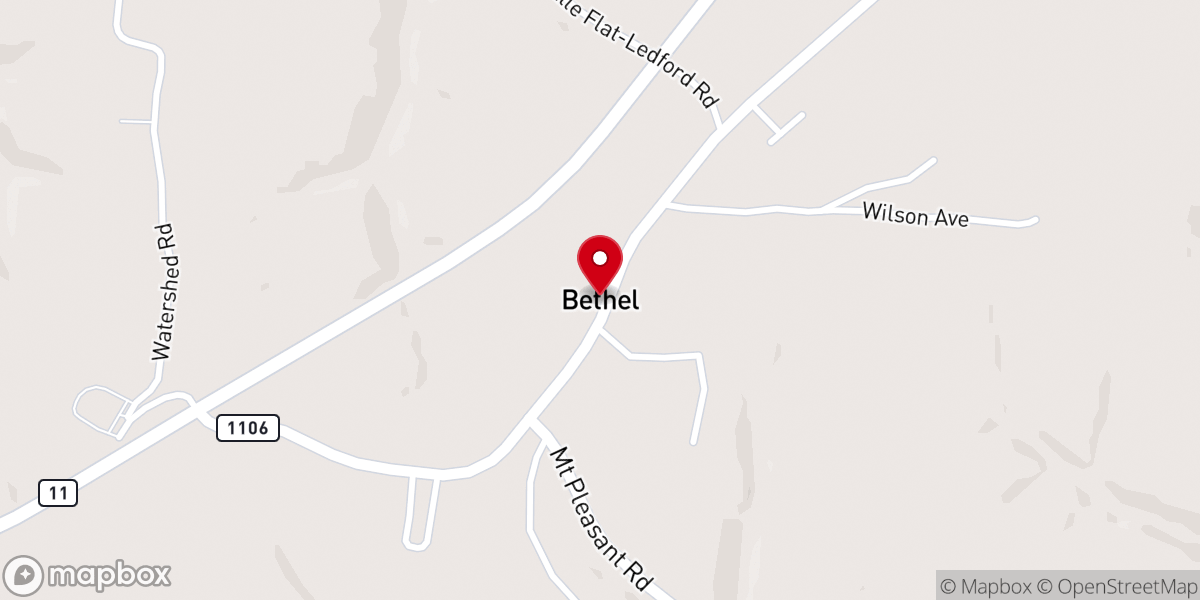 Map showing location of Bethel
