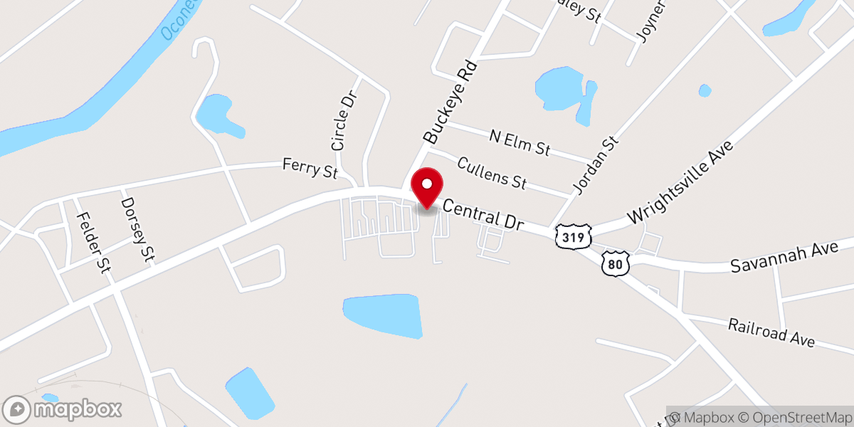 Map showing location of Central Drive Baptist Church
