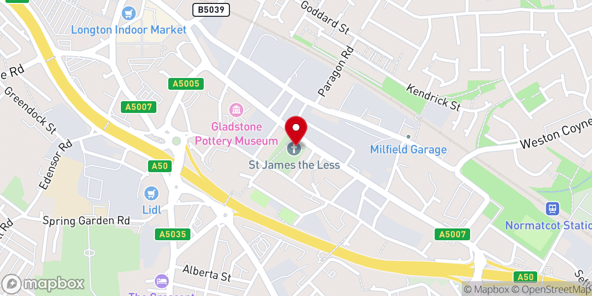 Map showing location of St James' Church