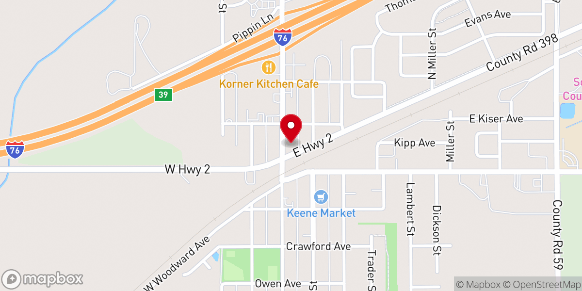 Map showing location of Keenesburg church of Christ