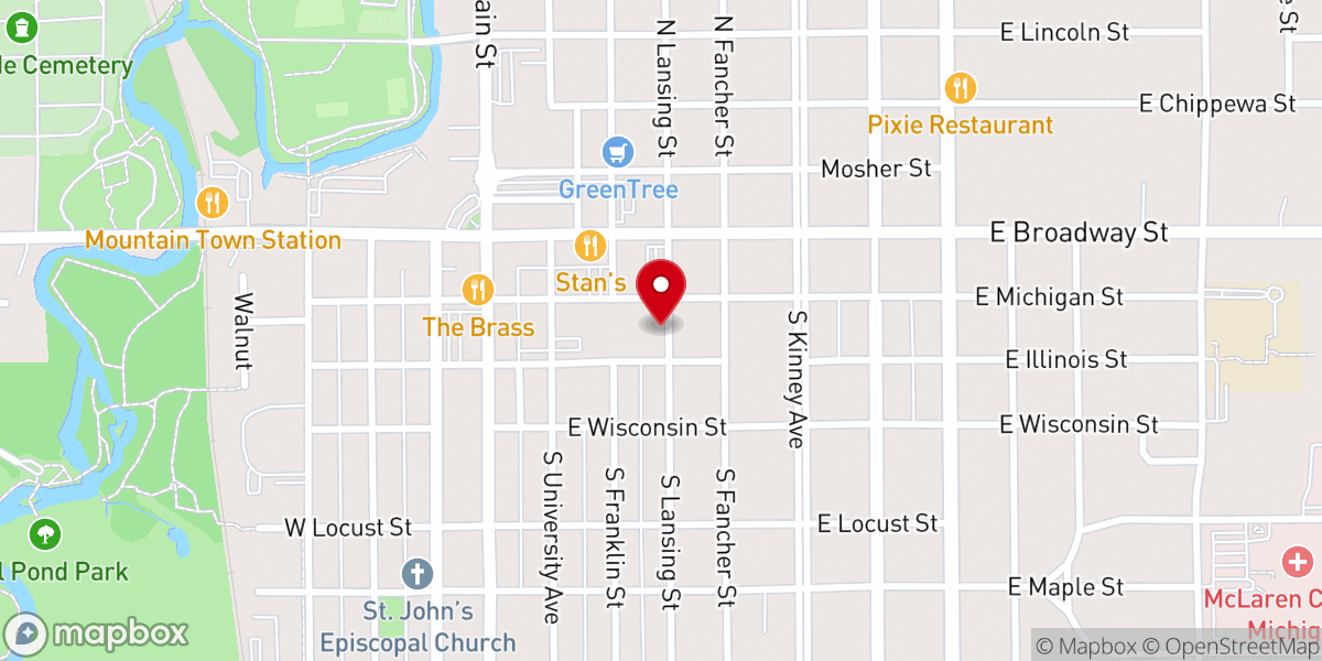Map showing location of Sacred Heart Parrish Hall