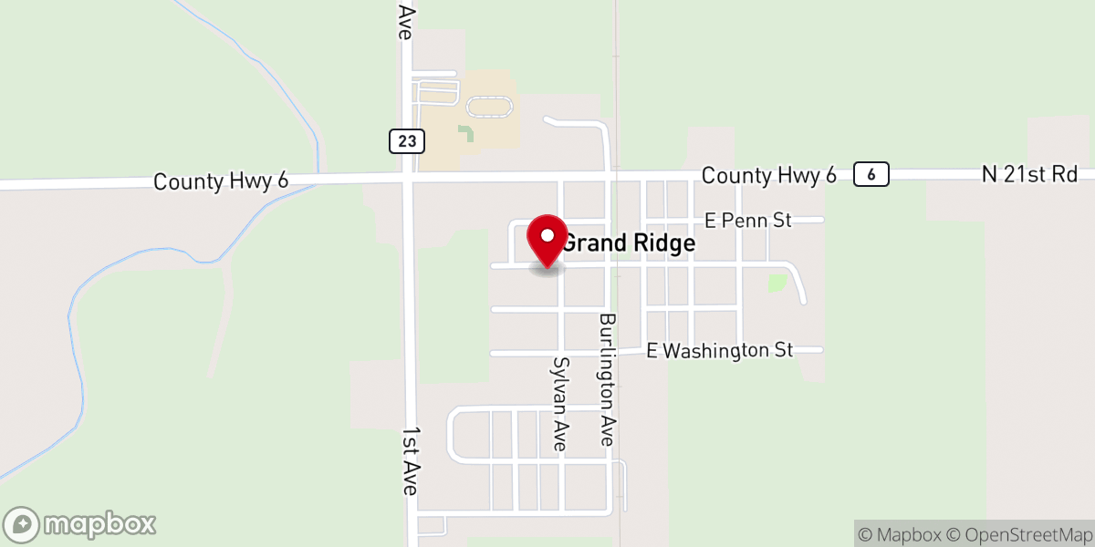 Map showing location of Grand Ridge United Methodist Church