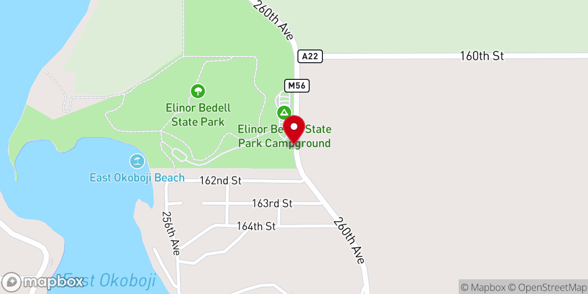 Map showing location of Elinor Bedell State Park