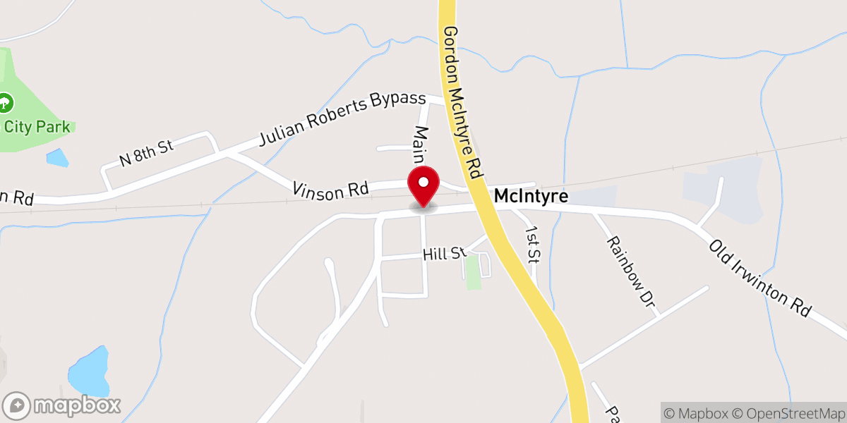 Map showing location of McIntyre