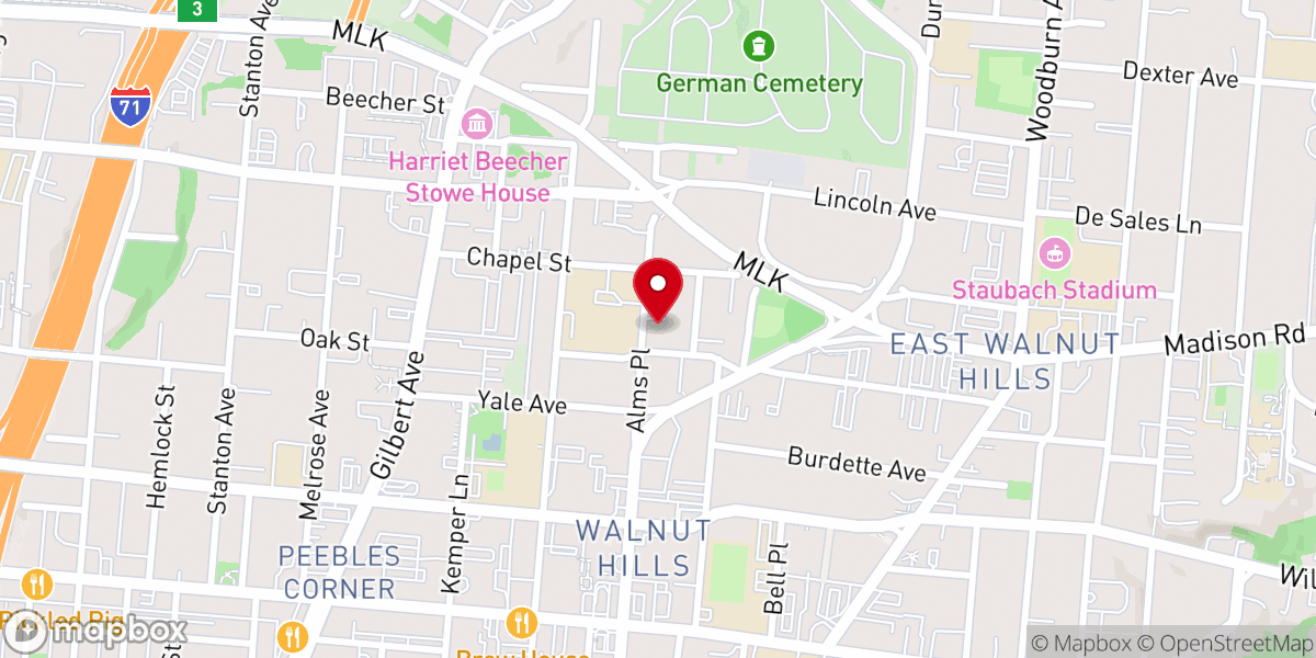 Map showing location of Brown Chapel African Methodist Episcopal Church