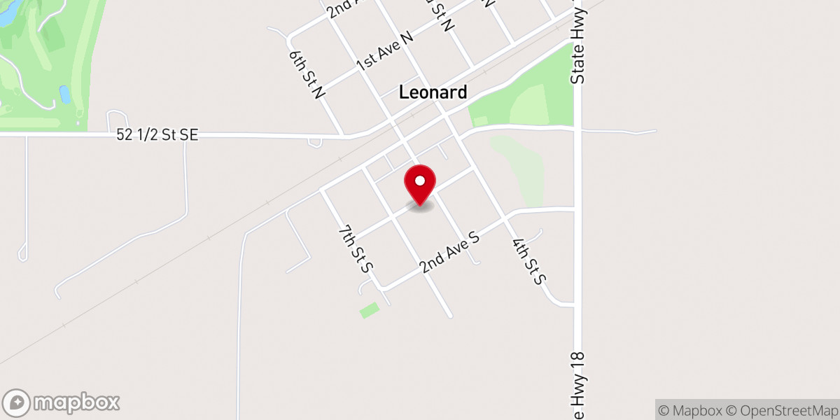 Map showing location of Leonard Lutheran Church