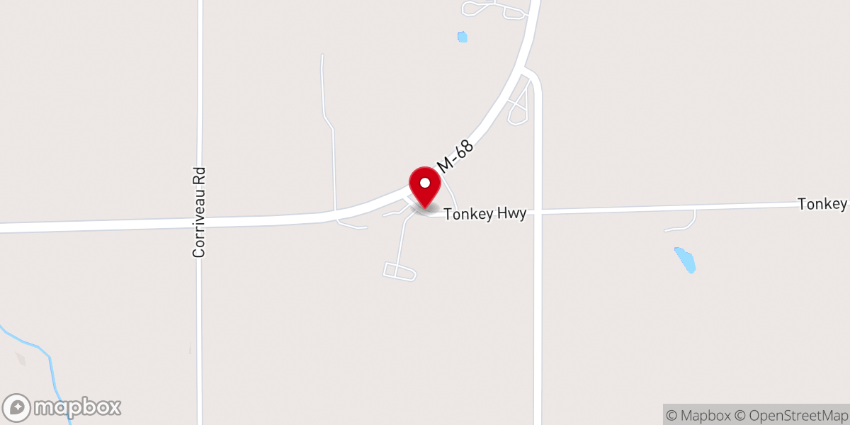 Map showing location of Ocqueoc Baptist Church