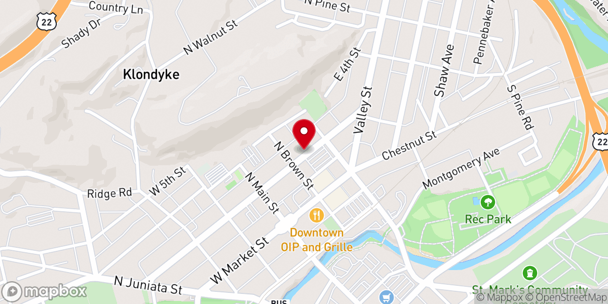 Map showing location of Calvary Lewistown