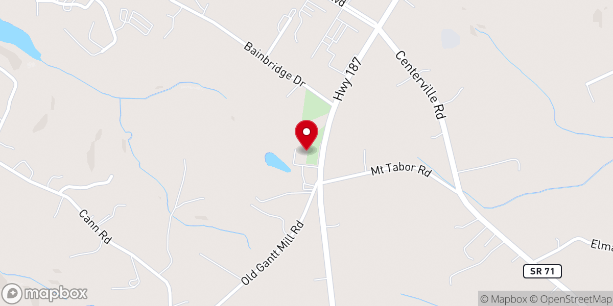 Map showing location of Mt Tabor Baptist Church
