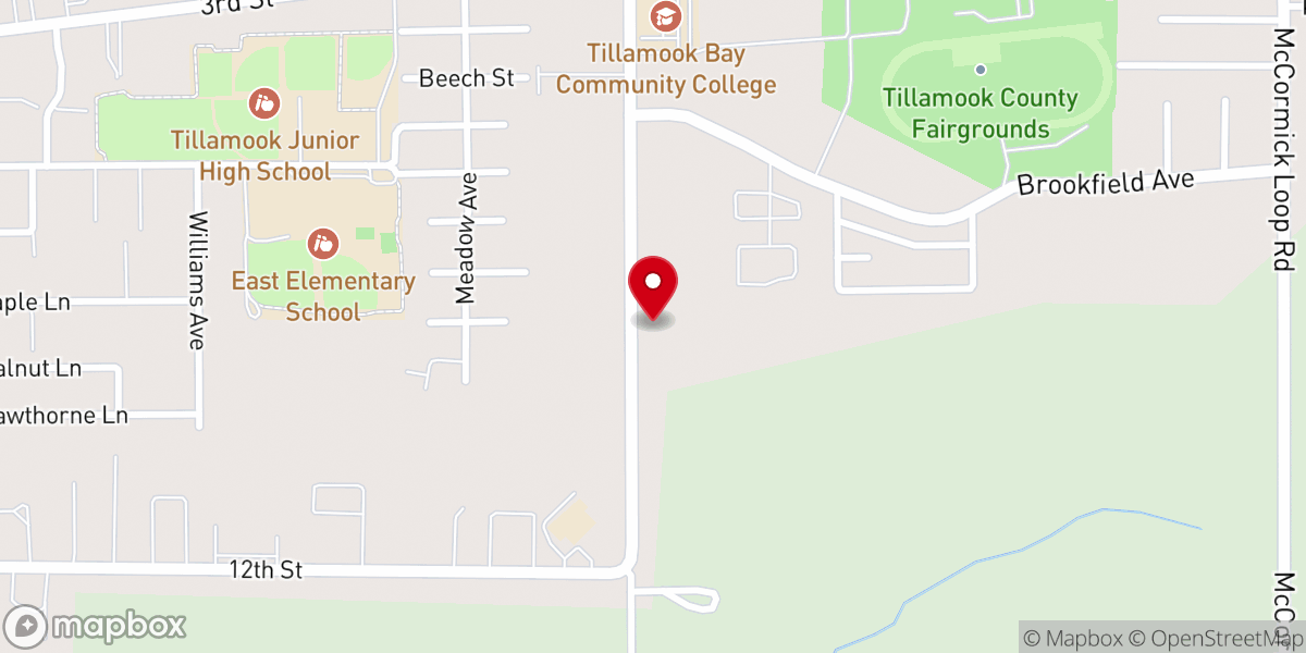 Map showing location of Tillamook Christian Center