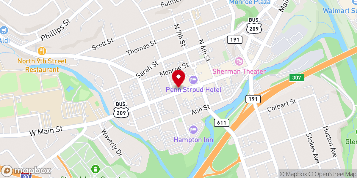 Map showing location of Christian Science Reading Room