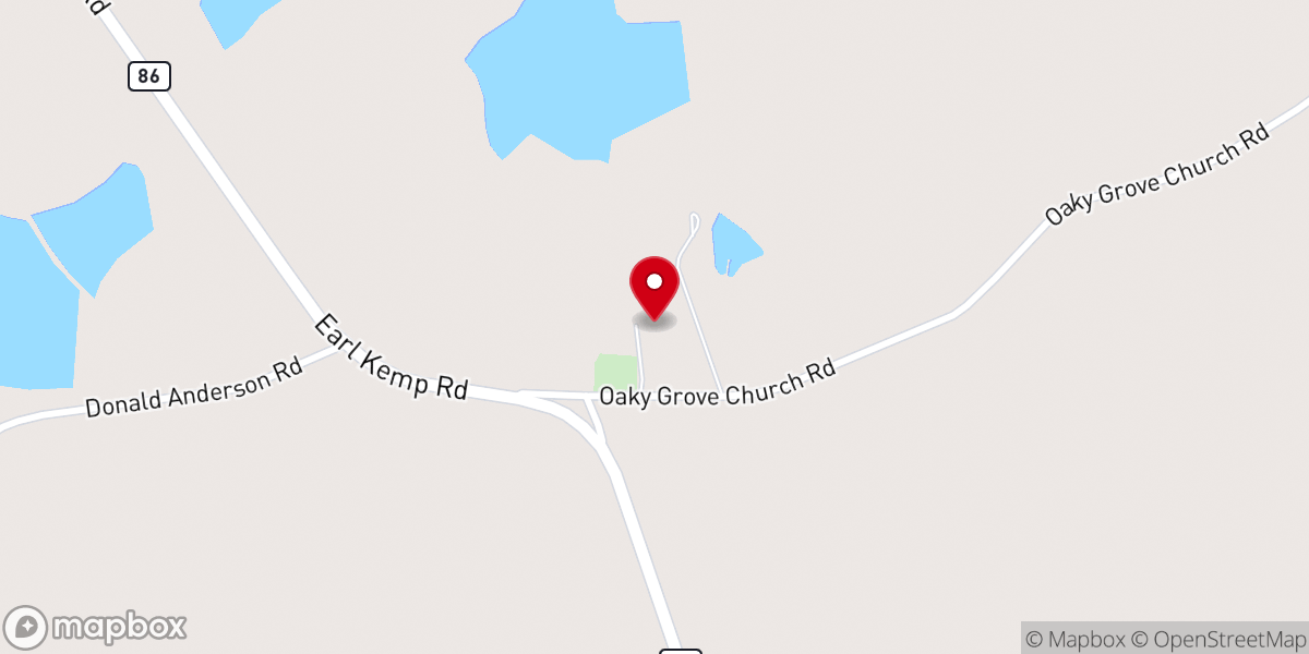 Map showing location of Oakey Grove Church