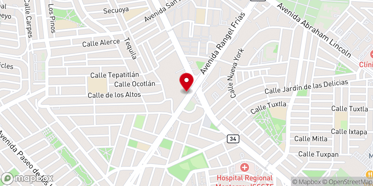 Map showing location of Casa de Oración Monterrey