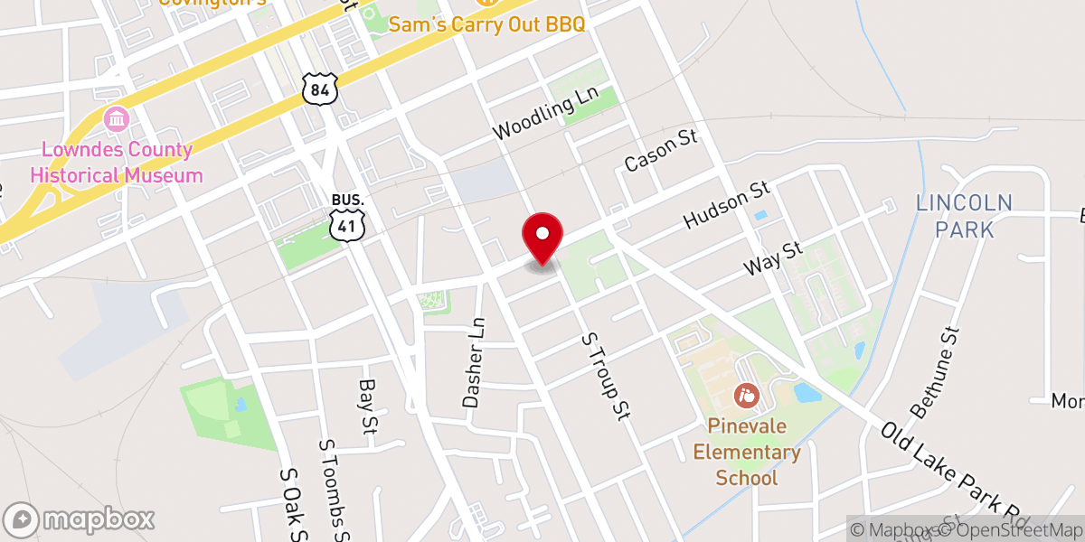 Map showing location of New Jerusalem Holiness Church