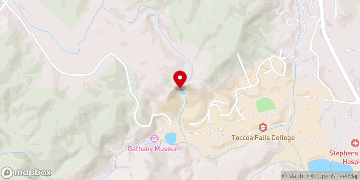 Map showing location of Toccoa Falls