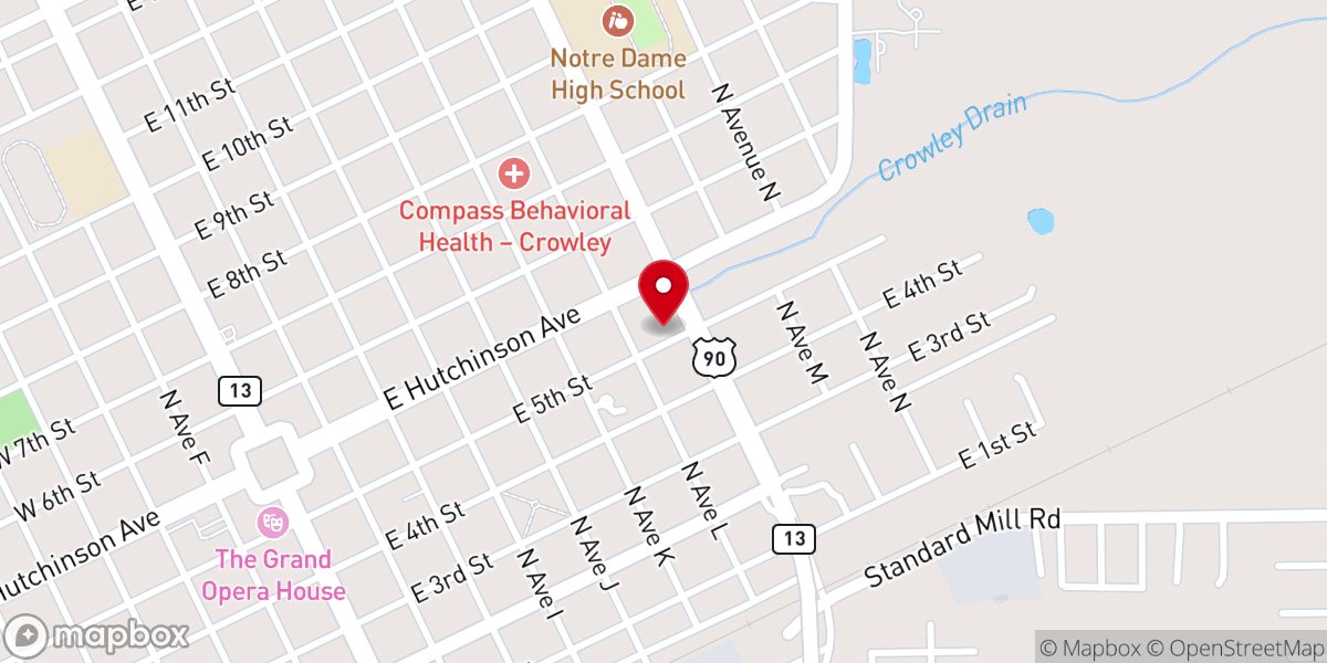 Map showing location of Acadia Parish Jail Bonds/ Bail
