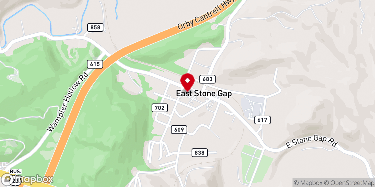 Map showing location of East Stone Gap Baptist Church - Food Distribution Center