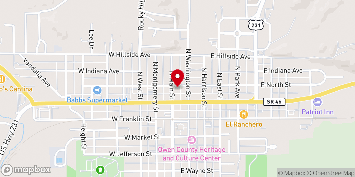 Map showing location of Spencer Presbyterian Church